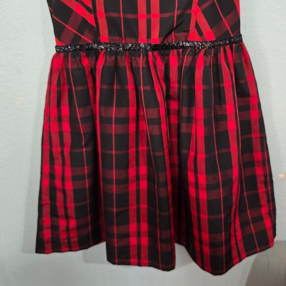 CHEROKEE Girls‎ XL Red Black Plaid Taffeta Dress Lined Sleeveless Buttons A-Line - Picture 4 of 9